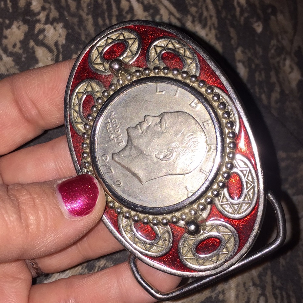 1972 silver dollar 925 belt buckle